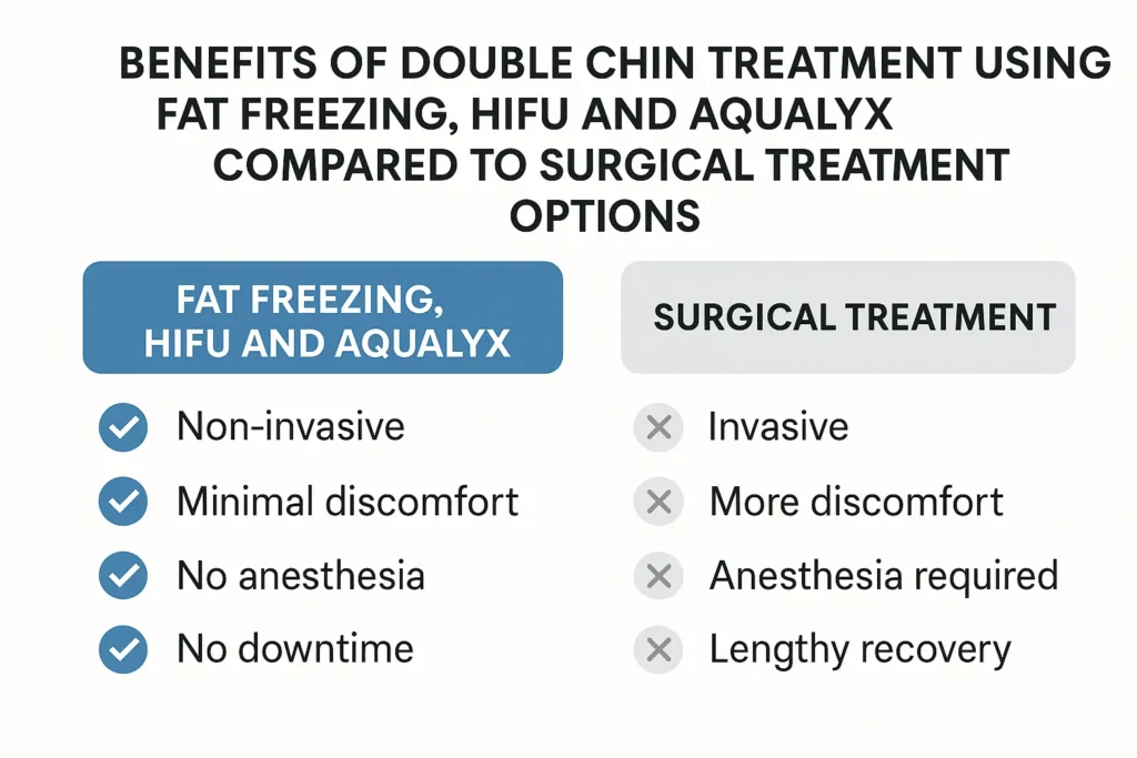 Graphic about the benefits of double chin treatment Yateley - from LA LIPO